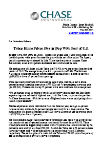 Tahoe Home Prices Stay in Step With Rest of US