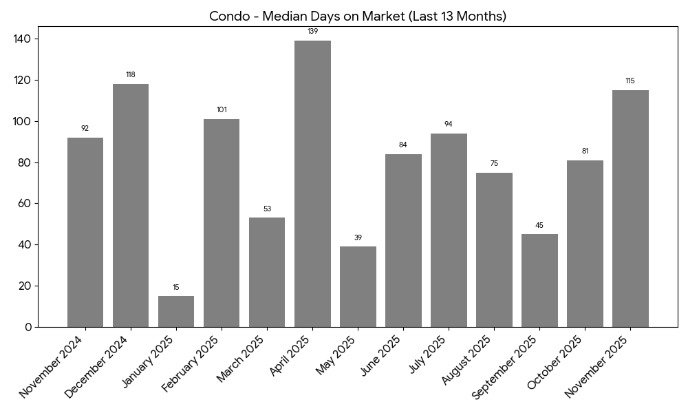 Incline Village / Crystal Bay Condos Median Days on Market - 13 Months
